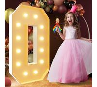 Letra de luz de marquesina iluminada con luz cálida, gran letrero de luces LED alfabéticas, control remoto, letra romántica para decoración de boda, San Valentín, cumpleaños, 100cm-3.3ft, O