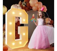 Letra de marquesina con luz cálida, gran letrero de luces LED alfabéticas, control remoto, decoración romántica de letras para boda, San Valentín, cumpleaños, 100 cm - 3,3 pies, G