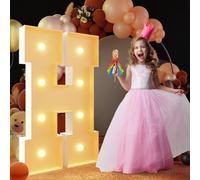 Letra de marquesina iluminada con luz cálida, letras grandes del alfabeto con luces LED, señal con control remoto, decoración romántica de letras para boda, San Valentín, cumpleaños, 100cm-3.3ft, H
