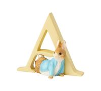 Letra del alfabeto A de Beatrix Potter, con figura del Peter Rabit, cerámica