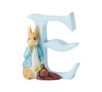 Letra del alfabeto E de Beatrix Potter, con figura del Peter Rabit
