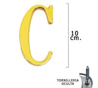 Letra latón ''c'' 10 cm. con tornilleria oculta (blister 1 pieza)