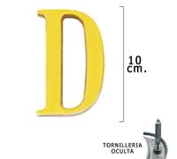 Letra latón ''d'' 10 cm. con tornilleria oculta (blister 1 pieza)