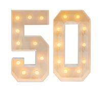 Letra luminosa, número luminoso gigante, número de luces de cumpleaños para iluminar 20 bombillas 2000-3000 K, funciona con pilas, para cumpleaños, fiestas, decoración de fondo (50)