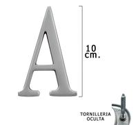 Letra metal ''a'' plateada mate 10 cm. con tornilleria oculta (blister