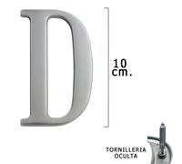 Letra metal ''d'' plateada mate 10 cm. con tornilleria oculta (blister