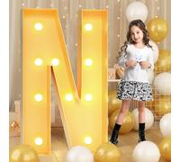 Letra N Gigante con Luz LED de 120cm-4ft, Letrero Luminoso de Marquesina con Mosaico, Lámparas de Letras LED para el Día de San Valentín, Cumpleaños, Navidad, Año Nuevo