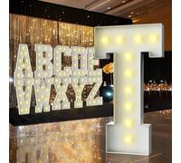 Letras iluminadas de marquesina de 3 pies, letras de marquesina de 3 pies de alto, letrero LED grande para fiestas, decoraciones de cumpleaños, graduación, graduación, baby shower (letra T)