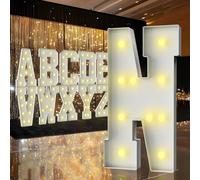 Letras iluminadas de marquesina de 3 pies, letras de marquesina de 3 pies de alto, letrero LED grande para fiestas, decoraciones de cumpleaños, graduación, graduación, baby shower (letra N)