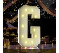 Letras iluminadas de marquesina de 4 pies, letras de marquesina de 4 pies de alto, letrero LED grande para fiestas, decoraciones de cumpleaños, graduación, graduación, baby shower (letra G)