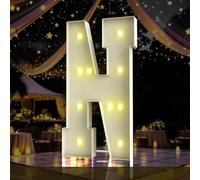 Letras iluminadas de marquesina de 4 pies, letras de marquesina de 4 pies de alto, letrero LED grande para fiestas, decoraciones de cumpleaños, graduación, graduación, baby shower (letra N)