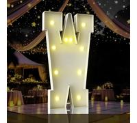 Letras iluminadas de marquesina de 4 pies, letras de marquesina de 4 pies de alto, letrero LED grande para fiestas, decoraciones de cumpleaños, graduación, graduación, baby shower (letra W)