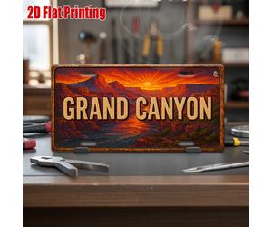 Letrero con diseño de la escena del atardecer del Gran Canyon - Placa de metal vintage duradera para decoración de pared, arte de pared para el hogar, oficina, bar o la cueva del hombre 1 15x30cm
