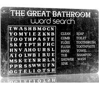 Letrero de hojalata de aluminio vintage con sopa de letras "The Great Bathr