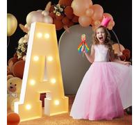 Letrero de letra de marquesina con luz cálida, gran letrero de luces LED alfabéticas, control remoto, decoración romántica de letras para boda, San Valentín, cumpleaños, 100cm-3.3ft, A