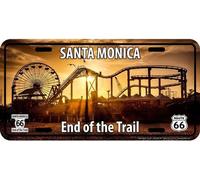 Letrero de metal de parodia de Signs 4 Fun | Muelle de Santa Mónica | Letrero decorativo de hojalata de 12” x 6” | Placa Decorativa para Vehículo/Pared | Cueva del Hombre aluminum sign aluminum 15x30c