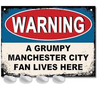 Letrero de metal para hombres o niños del Manchester City Football Grumpy Fan Lives Here, póster de metal para papá FC Man Cave o Home MCFC Bar Signs