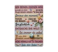 Letrero de metal vintage con texto en inglés «Go Your Own Way Believe In Yourself Be Brave Follow Your Heart» para decoración de pared interior y exterior, póster de metal retro de 8 x 12 pulgadas