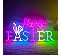Letrero de neón de Feliz Pascua, letrero LED regulable para decoración de pared, decoración de Pascua para ventana del hogar, sala de estar, fiesta, decoración de primavera