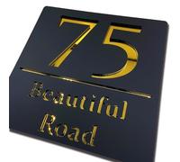 Letrero de número de casa de oro negro hueco 3D acrílico personalizado para exterior con nombre de calle de dirección de tienda hecha placa puerta de dirección personalizada Regalos de inauguración