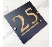 Letrero de número de casa de plata negra hueca 3D acrílico personalizado con nombre de calle | Fuente moderna | Señal de dirección de tienda placa puerta | Placa de dirección personalizada