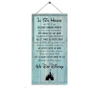 Letrero decorativo de madera para colgar con texto en inglés "In This House We Do Disney", decoración de pared inspirada en Disney, arte de decoración del hogar, decoración de granja para pared,