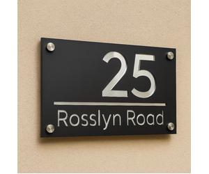 Letrero Grande para Números de Casa Exteriores, Personalizado, Moderno, Placa de Número Residencial, Letrero de Calle con Número Acrílico Cortado con Láser 3D White Silver 20x30(7.87x11.8in)