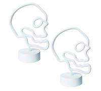 Letrero Halloween 6 luces led, letrero decoración Halloween, mesa o pared, cartel Halloween a pilas, letrero uso interior fiestas Halloween casa, escaparate, colegio LolaHome Skull Set of 2 Model
