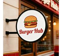Letrero LED de Neón Personalizado para Hamburguesería, Caja de Luz Exterior para Pared, Letrero de Acrílico/Metal con Letras Personalizadas para Publicidad de Logotipos Comerciales
