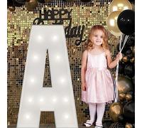 Letrero Luminoso Grande Con Números Y Letras, Blanco, Marquesina De Espuma Decorativa 90 Cm Precortada For Fiestas, Cumpleaños, Celebraciones, Aniversarios Graduaciones(A,120cm/4ft)