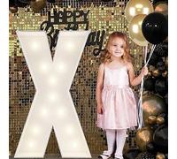 Letrero Luminoso Grande Con Números Y Letras, Blanco, Marquesina De Espuma Decorativa 90 Cm Precortada For Fiestas, Cumpleaños, Celebraciones, Aniversarios Graduaciones(X,120cm/4ft)