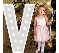 Letrero Luminoso Grande Con Números Y Letras, Blanco, Marquesina De Espuma Decorativa 90 Cm Precortada For Fiestas, Cumpleaños, Celebraciones, Aniversarios Graduaciones(V,120cm/4ft)
