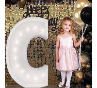 Letrero Luminoso Grande Con Números Y Letras, Blanco, Marquesina De Espuma Decorativa 90 Cm Precortada For Fiestas, Cumpleaños, Celebraciones, Aniversarios Graduaciones(C,120cm/4ft)