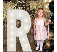 Letrero Luminoso Grande Con Números Y Letras, Blanco, Marquesina De Espuma Decorativa 90 Cm Precortada For Fiestas, Cumpleaños, Celebraciones, Aniversarios Graduaciones(R,120cm/4ft)
