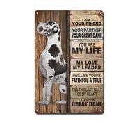 Letrero metálico de hojalata, arte de pared vintage "Soy tu amigo", regalo para amantes del gran danés, amantes de los perros, láminas de arte de pared vintage, decoración del hogar para jardín, 6 ×