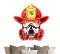 Letrero Neón Casco Bombero Decoración Mural LED Ajustable Rojo Brillante