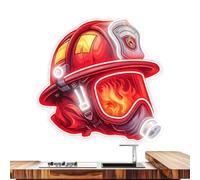 Letrero Neón Casco Bombero Decoración Mural LED Ajustable Rojo Brillante