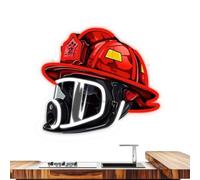 Letrero Neón Casco Bombero Decoración Mural LED Ajustable Rojo Brillante