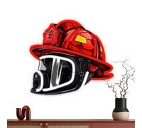 Letrero Neon Sombrero de Bombero Decoración Mural LED Ajustable Rojo