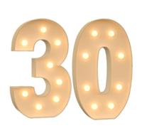 Letrero Número Iluminado Con Pistola Pegamento Caliente Y Soporte,Números Iluminación LED Decorativos For Fiesta,Boda,Festival,Decoración Cumpleaños(Yellow Number 30,4FT)