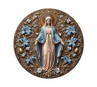 Letrero redondo de metal con figura religiosa para decoración de pared interior y exterior, póster de metal retro de 20,3 x 20,3 cm