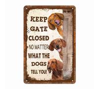 Letreros Aviso De Advertencia: Mantenga La Puerta Cerrada Sin Importar Lo Que Le Digan Los Perros Salchicha. Decorativo Póster Metal Nostálgico Placa De Pared Póster para Pub 30X20Cm