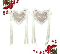 Letreros De Silla Recién Casados Con Encaje 2 Piezas Corazón Encaje | de Respaldo Sillas Para Recepción Despedida Soltera Iglesia Salón Pasillo Entrada