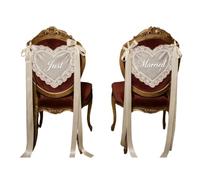 Letreros De Silla Recién Casados Con Encaje 2 Piezas Corazón Encaje | de Respaldo Sillas Para Recepción Despedida Soltera Iglesia Salón Pasillo Entrada