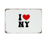 Letreros decorativos de metal para exteriores I Love New York, decoración de pared, letrero de metal de aluminio para garaje, dormitorio, interior, estado, amor, corazón, arte romántico, póster de