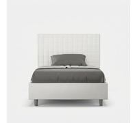 ITYHOME - Cama tapizada con somier de láminas, tamaño 120x190, con revestimiento de cuero sintético, color blanco, modelo Sunny