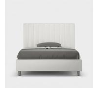 Letto con rete imbottito 120x200 similpelle bianco Agueda