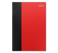 Letts of London Agenda 2025 tamaño A4, 2 páginas por día, color rojo y negro