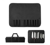 letuxaamz Bolsa para Cuchillos, Estuche Cuchillos Porta Cuchillos Cocina 9 Bolsillos Tela Oxford, Estuche Enrollable para Cuchillos de Cocina para Camping para Chefs y Amantes de la Cocina, Negro