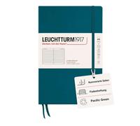 LEUCHTTURM1917 359692 Libreta Medium (A5) 145 x 210 mm, Tapa Dura, 251 páginas numeradas, Pacific Green, Lineas